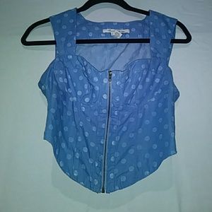 American Rag cie blue and white corset top
